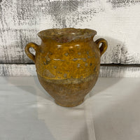 Petit pot à confit en terre cuite vernissée jaune fin 19 ème siècle