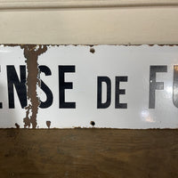 Ancienne plaque émaillée "défense de fumer"