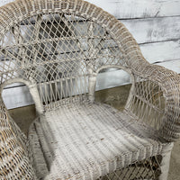 Fauteuil rotin blanc vintage